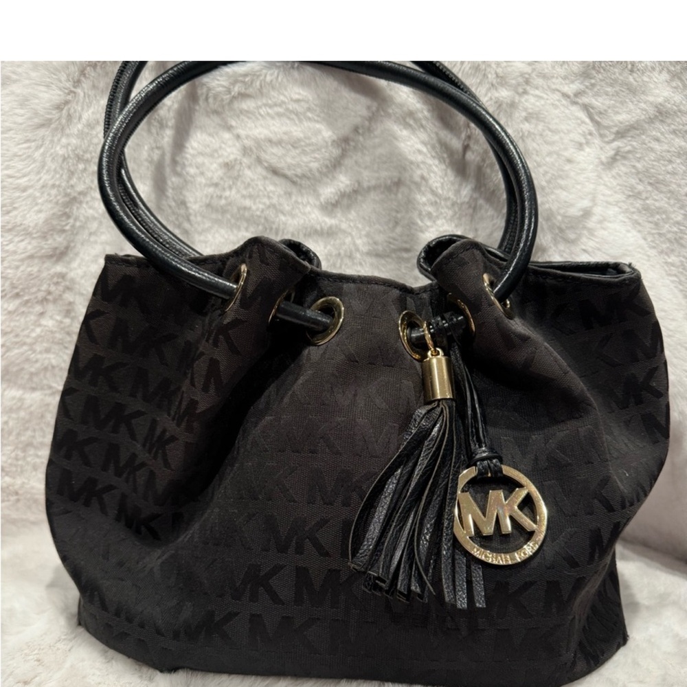 Michael Kors Black Shoulder Bag with Gold Accents